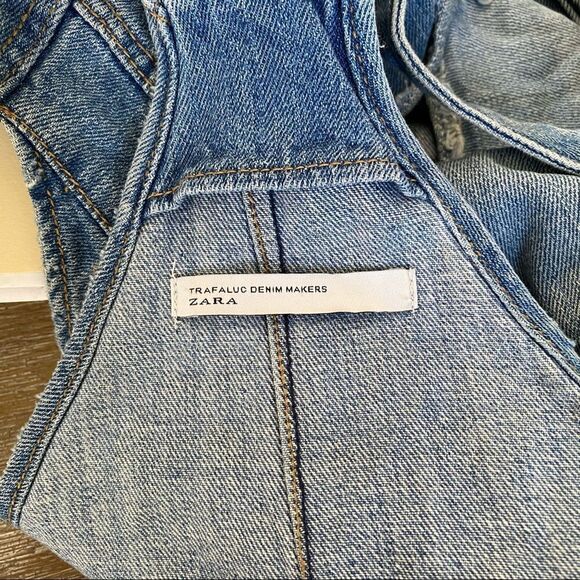 ZARA denim distressed short overall S - Picture 10 of 11